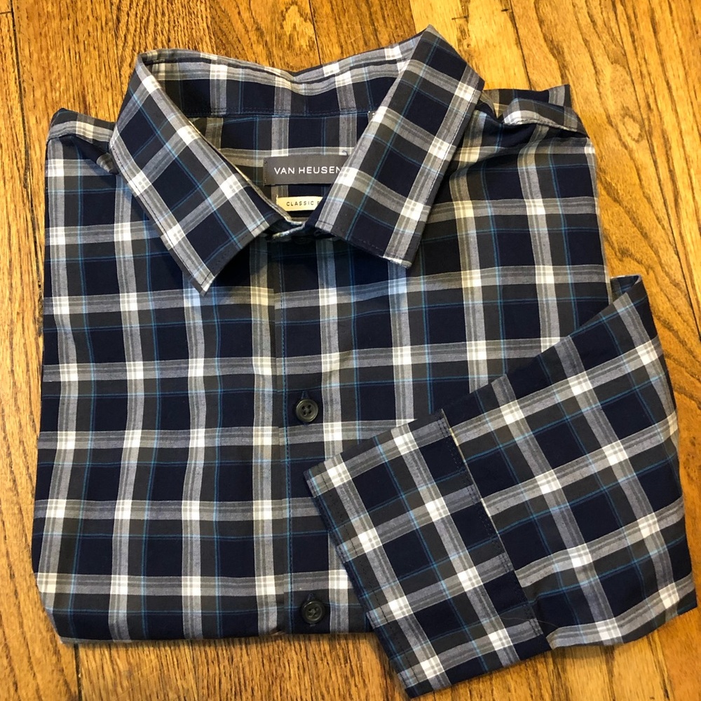 Van Heusen Classic Fit Plaid Button Down